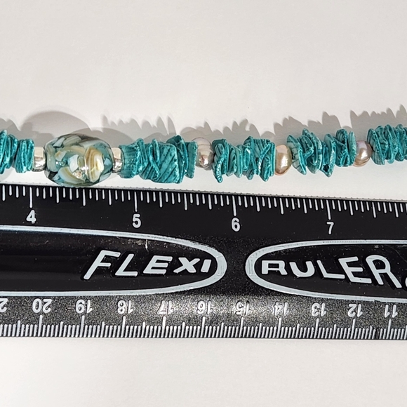 "Ocean Dreams" Bracelet With Sterling, Turquoise Shells, Freshwater Pearls & MOP - Picture 10 of 12